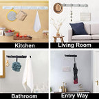 Coat Rack, Heavy Duty Stainless Steel 5 Tri Coat Hook Hanger, Wall Mounted Storage Wall Hooks, Rustic Clothes Hook/Key Hook Rail for Bathroom Kitchen Entryway(5 Hook White) - Image 5