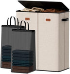 150L Double Laundry Hamper With Lid, Large Clothes Hampers with Removable Bag, Laundry Hamper 2 Section for Bathroom, Bedroom, Laundry Room, Dorm by Vexalora
