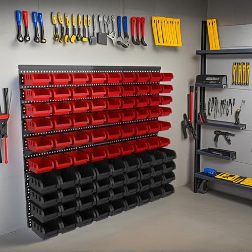 ‌90PCS Wall Mount Storage Bins Organizer - Adjustable Plastic Compartments for Screws/Nuts/Bolts／hardware, Perfect for Garage & Workshop Tool Organization - Image 3