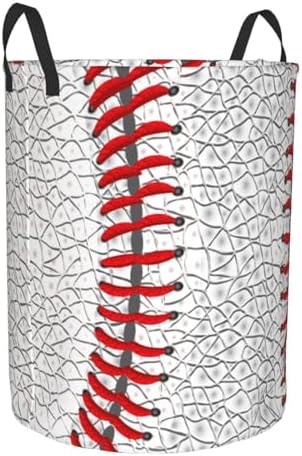 Baseball Laundry Basket Storage Bin Foldable Laundry Hamper Clothes Storage Bucket Organizer 19.6x15.7 Inch For Laundry Room/Bedroom/Bathroom - Image 2