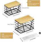 TIDIIABODE 2 Pack Stackable Storage Laundry Kitchen Organizers, Wall Mount Trash Bag Holder with Bamboo Top and Garbage Bag Dispenser No Drill - Image 2
