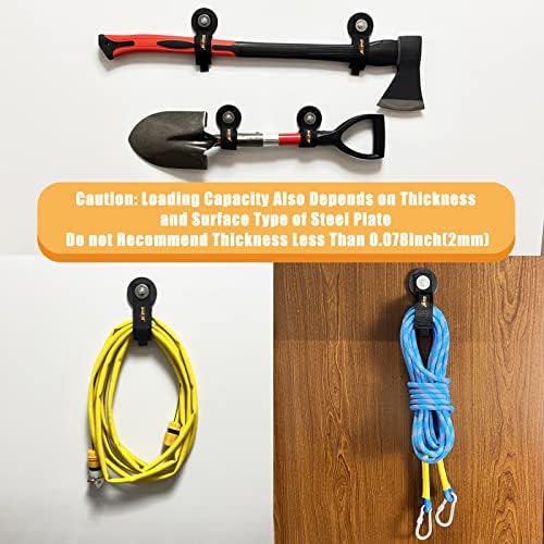 Heavy Duty Magnetic Hook, Magnetic Tool Holder, Magnetic Garage Hooks, Extension Cord Strap for Cable, Rope, Wire Storage in Garage,Workshop,RV,Pick-up(Dia.2.59" Magnet * 4Pcs) - Image 6