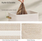 Nunsino 87L Laundry Hamper,Laundry Basket with Leather Handles,Woven Storage Basket for Toys,Pillows,Blankets,Clothes,Brown&White - Image 6