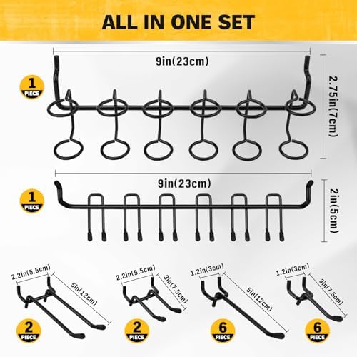 ELEAD 200-Piece Extra Thick Pegboard Hooks Set, 1/4" Heavy Duty Black Peg Board Organizer Accessories, Metal Pegboard Accessories with Pegs Lock, Peg Board Hooks for Hanging - Image 2