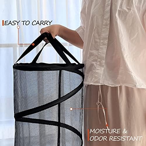 BATTOO 2 Pack Black Large Collapsible Laundry Basket Foldable Mesh Pop Up Hamper with Handles for Laundry Room, Bathroom, Kids Room, College Dorm, Travel, Camping, Gift Basket - Image 7