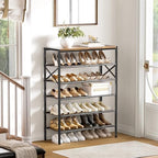 6 Tier Metal Shoe Rack with Wood Top, 18-24 Pairs - Image 4