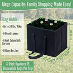 VENO 3 Pack Reusable Grocery Shopping Bags Utility Tote w/Sturdy Handles - Image 2