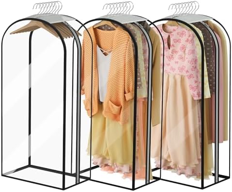 Garment Bags for Hanging Clothes 40” Long,Ultra Clear Suit Bags for Closet Storage, Moving Organization, Travel Covers with 10" Gussets for Coat, Dress, Shirt and Sweater - 3 PCS by Ramota