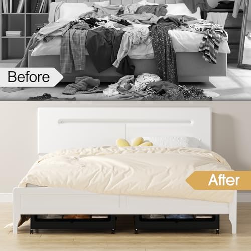 Yecaye 60L Under Bed Storage with Wheels, 4 Pack, Black | 360° Rolling Wheels, Clear Lids & Label, Reinforced Handle, Rolling Metal Drawers for Clothes, Blankets, Shoes in Bedroom - Image 7