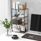 Countertop Spice Rack, Stackable Wood & Metal Pantry Cabinet Shelf Organizer Storage, 4-Tier or Split into 2×2-Tier, Multi-Use for Kitchen Bathroom Desktop Home Office, Rustic Brown - Image 6