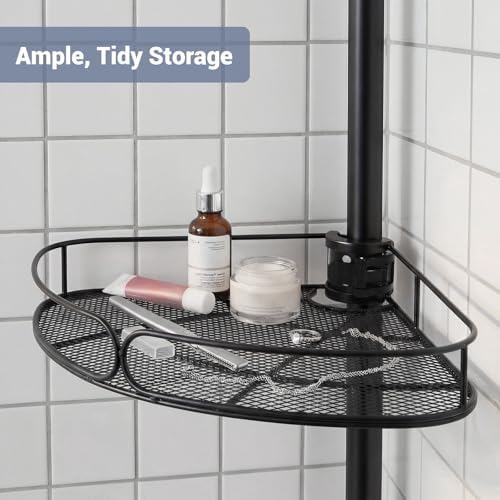 Standing Shower Caddy Corner, 4-Tier Adjustable Height Bathroom Organizer, 6-Section Pole, Sturdy Floor Standing Shelf for Shower – No Drilling, No Spring Tension - Image 5