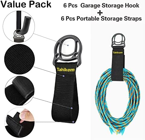 6 Pack 9-Inch Wall Mount Garage Storage Hooks for Ladder & Tools - Image 4