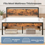 Sweetcrispy King 14 Inch Platform Bed Frame with Headboard & Storage, Rust - Image 6