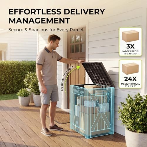 Greesum 52 Gallon Deck Box, Waterproof Storage Container, Dark Brown - Image 4