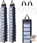 DHSFKBE Legging Organizer Storage - 2PCS T Shirt Organizer, Hanging Closet Organizers and Storage with 26 Roll Independent Compartments for Yoga Pants, Towel, Bathing Suit (Black) by DHSFKBE