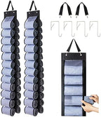 DHSFKBE Legging Organizer Storage - 2PCS T Shirt Organizer, Hanging Closet Organizers and Storage with 26 Roll Independent Compartments for Yoga Pants, Towel, Bathing Suit (Black) by DHSFKBE