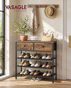VASAGLE 4-Tier Shoe Rack, 2 Fabric Drawers, Steel Frame - Image 2
