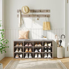 HOOBRO Shoe Storage Bench with Cushion, 39.4" L Entryway Bench with 12 Cubbies, Entryway Hall Tree with Storage, Shoe Cabinet with Coat Rack for Bedroom, Hallway, Holds up to 330 lb, Gray GY112HX01 - Image 2