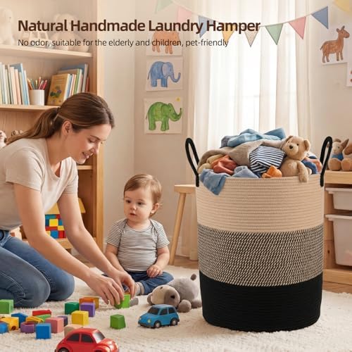 OIAHOMY 60L Nursery Hamper Laundry Basket Laundry Hamper Yellow/Black - Image 5