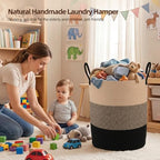 OIAHOMY 60L Nursery Hamper Laundry Basket Laundry Hamper Yellow/Black - Image 5