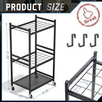 DAOUTIME Garden Organizer With Wheels, Yard Tower Rack for Garage Storage, Up to 35 Long-Handled Tools, Sturdy Metal Steel Holder With 3 Hooks, Outdoor, Black - Image 6
