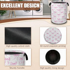 Pink Bow Laundry Hamper,Laundry Baskets,Waterproof Oxford Cloth Toy Storage for Bedroom,Bathroom,Nursery,16x20.8 Inch - Image 5