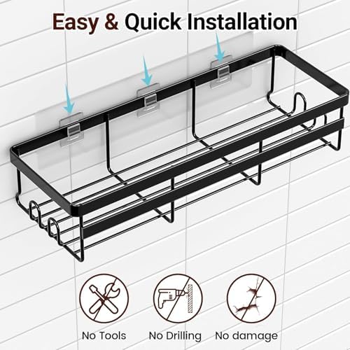 WOWBOX 4 Pack Adhesive Shower Caddies, No Drill Bathroom Shelves, X-Large - Image 6
