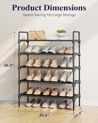 Kitsure Shoe Rack for Closet, 26.6" Wide - 5 Tiers, Black | Shoe Organizer for Front Door Entrance, Stackable Shoe Shelf, Closet Organizers and Storage - Image 2