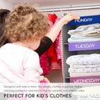 Weekly Hanging Closet Organizer for Kids, 6-Shelf Clothes Storage with Labeled Days of The Week Monday Through Friday, Weekday and Weekend, Days of The Week Clothes Organizer - Image 4