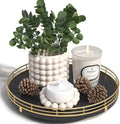 Oroyutor 10-Inch Oak Lazy Susan Decorative Tray with Gold Finish by Oroyutor