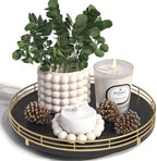 Oroyutor 10-Inch Oak Lazy Susan Decorative Tray with Gold Finish by Oroyutor