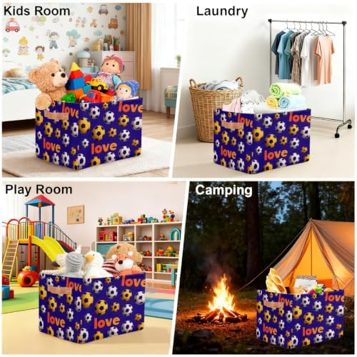 Soccer Storage Basket Toy Storage Bins Collapsible Cube Organizer - Image 5