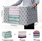 WISELIFE Storage Bags, Large Blanket Clothes Organization and Storage Containers for Bedding, Comforters, Foldable Organizer with Reinforced Handle, Clear Window,Sturdy Zippers,(Light Grey, 6 x 100L) | Large Blanketfor Bedding, Comforters, Foldable Org... - Image 2