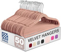 Zober Blush Velvet Hangers 50 Pack, Slim Non Slip Clothes Hangers | Slim velvet hangers with pants bar, felt hangers, flocked hangers, non slip hangers, coat hangers for suits, shirt hangers by ZOBER