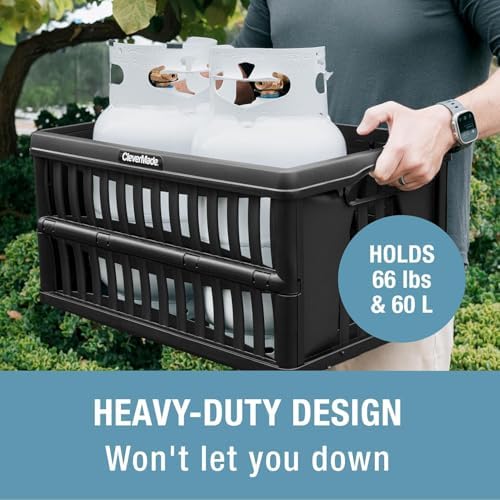 CleverMade Collapsible Utility Crates, 60L Storage Crate, 3 Pack, Obsidian - Image 2
