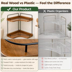 Rofio 2-Tier Corner Bathroom Counter Organizer with Solid Wood Shelf - Image 4