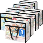 BlissTotes Moving Bags 40L 8PCS, Clear Clothes Storage Under Bed Storage | Foldable Clothes Storage Bags with Sturdy Zippers & Handles for Comforter, Bedding, Books, Sheet, Transparent Containers by BlissTotes