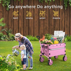 ROSONG Collapsible Wagon Cart with Wheels Foldable - Folding Utility Heavy Duty Wagons Carts for Grocery Sports Garden Shopping Camping Wheelbarrows (Pink, 120L) - Image 2