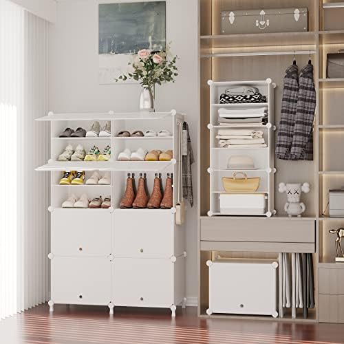 AWTATOS 8 Tiers Shoe Rack Organizer, 32 Pair Shoe Storage Cabinet, White - Image 2