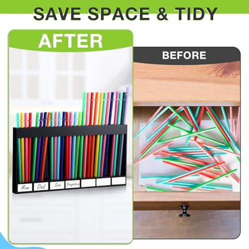 Qinyoung Acrylic Straw Holder for Cabinet Door,Classic,Extra Large,Black - Image 4