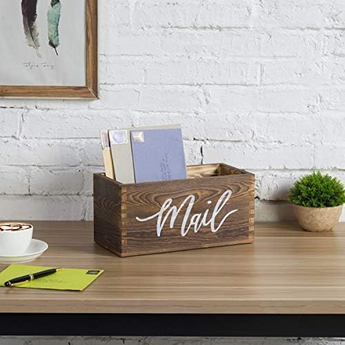 MyGift Rustic Brown Wood Mail Holder, Desktop Organizer with MAIL Design - Image 2