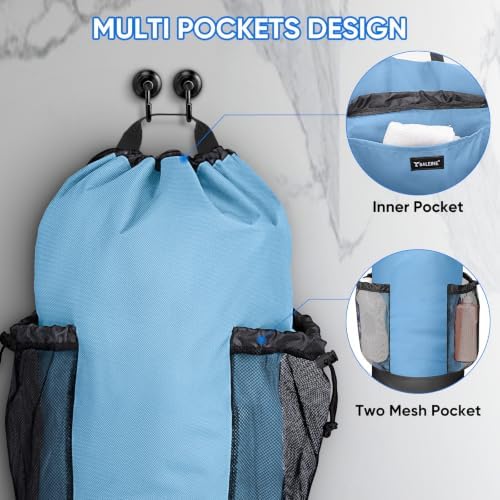 BALEINE 120L Laundry Bag Backpack, 900D Oxford Fabric Large Travel Laundry Bags with Shoulder Straps and 2 Mesh Pockets for College Dorm, Apartment, Laundromat (Blue, 120L) - Image 3