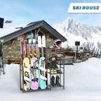 Freestanding Snowboard Rack - 4 Pair Ski, 3 Pack Snowboard, Boot, Pole, Goggles, Helmet Rack for Garage, Shed, Basement - Image 7