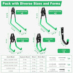 Garage Hooks, 20-Pack Steel Garage Accessories for Organization and Storage, Heavy Wall Mount Duty Hooks with Anti-Slip Coating for Hanging Ladder, Bike, Power Tools and More Tools, Green - Image 2