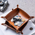 Leather Jewelry Valet Tray for Women and Man (4PCs Brown-B) - Image 5