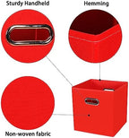 Black Foldable Storage Cubes Bins , Fabric Storage Box Cubes Organizer Baskets with Dual Handles for Home Organizer (Red) - Image 7