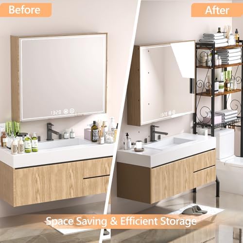 Aduanbang 4 Tier Over The Toilet Storage Rack, Bathroom Organizer Shelf with Basket, Adjustable Shelves, Freestanding Space Saver for Small Bathrooms - Image 4