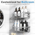 EUDELE Shower Caddy 2 Pack, Adhesive Shower Organizer for Home Decor & Kitchen Storage, No Drilling, Rustproof Stainless Steel Bathroom Shelf Organizer - Image 2