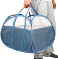 Durable Collapsible Laundry Basket, 90L Clothes Hampers for Laundry, Foldable Laundry Basket with Handles, Tear-proof Pop Up Hampers for Bedroom, Bathroom, Kids Room, Dorm, Travel or Campout Blue by Bemkoo