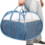 Durable Collapsible Laundry Basket, 90L Clothes Hampers for Laundry, Foldable Laundry Basket with Handles, Tear-proof Pop Up Hampers for Bedroom, Bathroom, Kids Room, Dorm, Travel or Campout Blue by Bemkoo